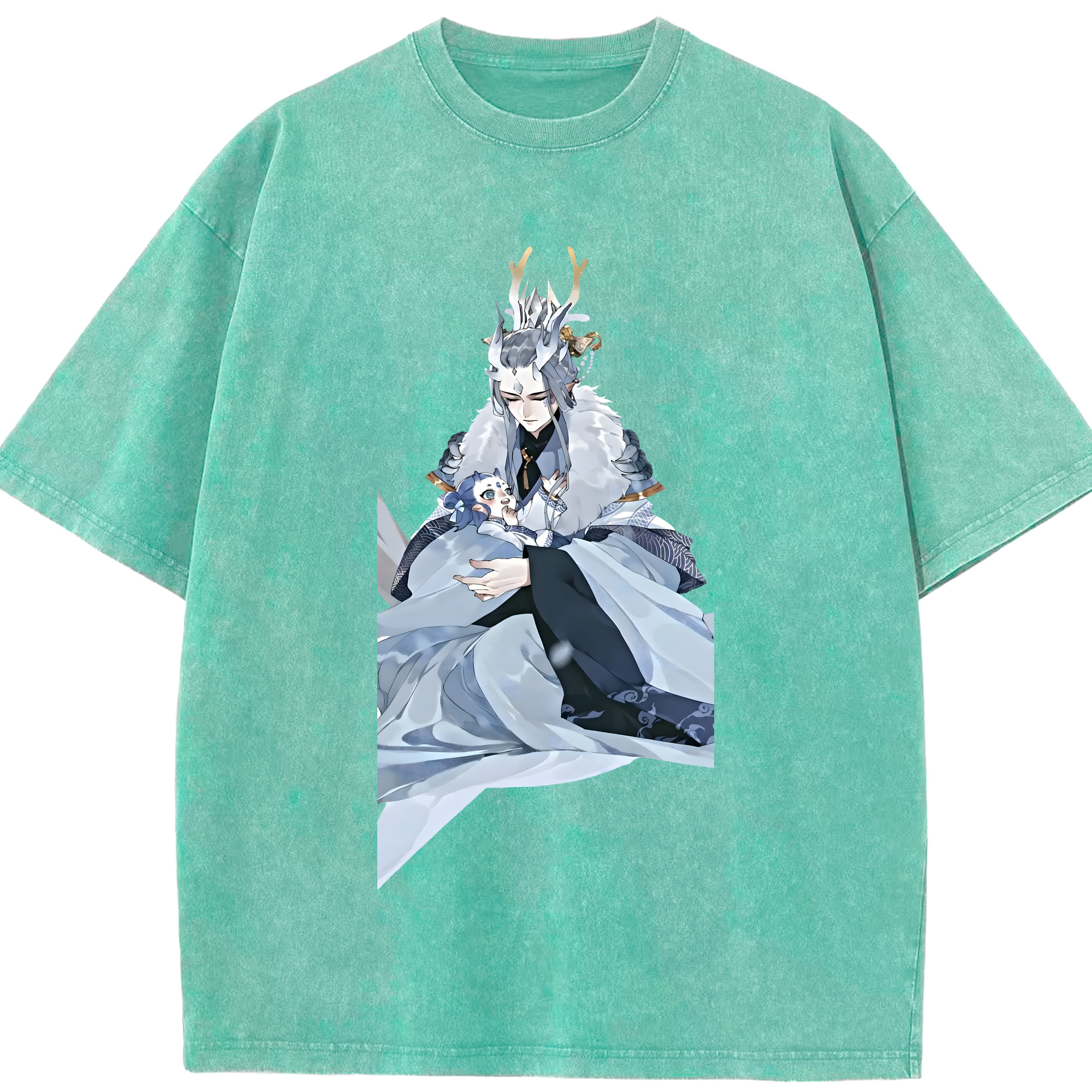 （画像用） Ne Zha 2 ナタ 魔童の大暴れ 綿100% ヴィンテージ風 半袖Tシャツ（フロントプリント）